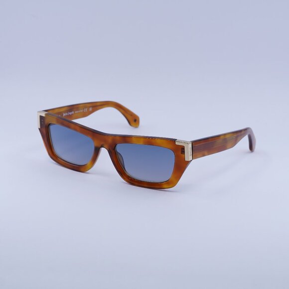 Palm Angels PERI10K MALIBU 6E49 Sunglasses Havana Cat Eye Frame, Blue Lenses - Picture 1 of 9